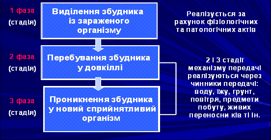 Основні механізми передачі збудників інфекції (рис. 3)
